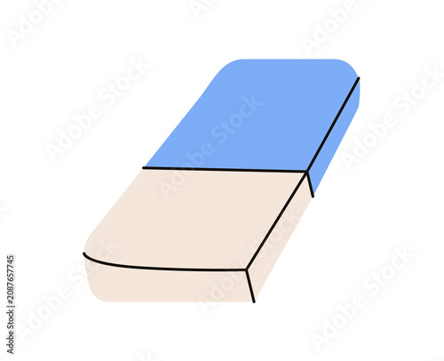 School eraser vector illustration. Stationery icon for correcting pencil mistakes, classroom supplies, education, learning tools, and back to school graphics.