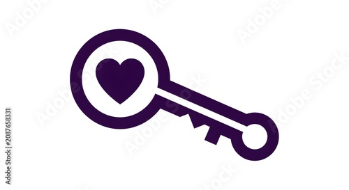 Heart key icon love security and access symbol