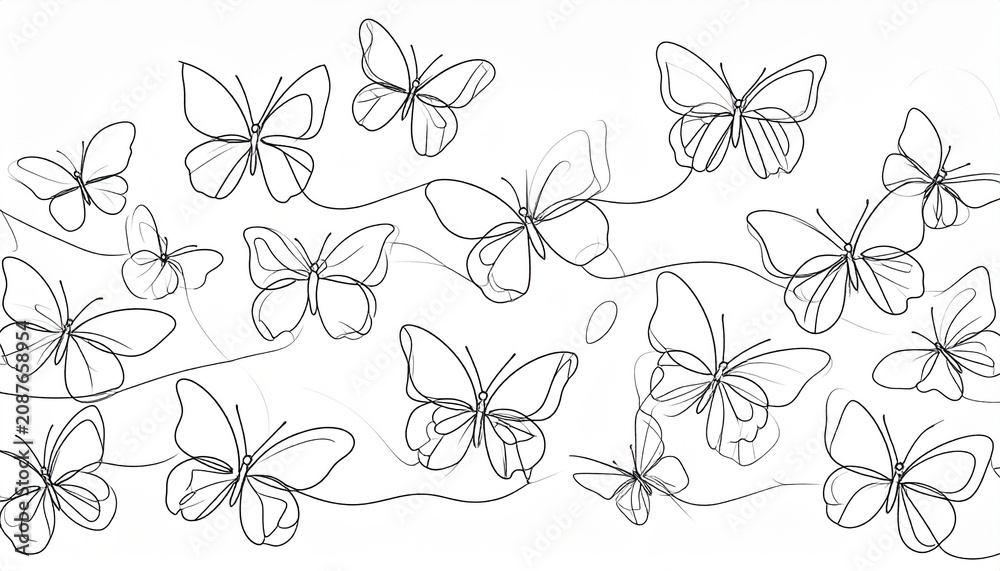 Fototapeta premium Butterflies flying in a natural setting outdoors freely