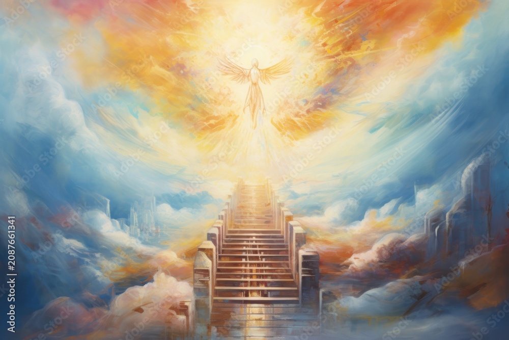 Obraz premium Heaven painting architecture staircase.