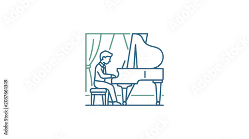 Fotografie Man playing grand piano music.