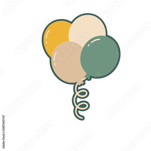 Group of Four Balloons with Swirl Ribbon