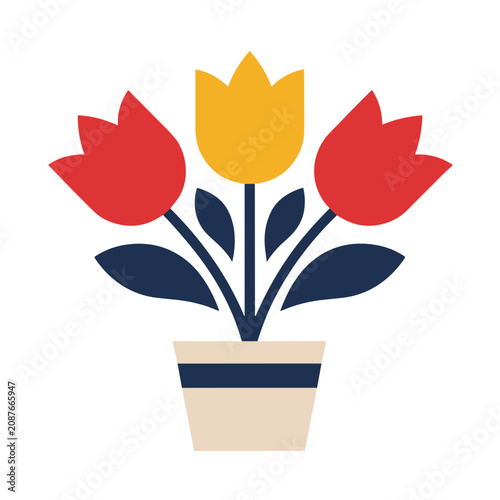 Stylized Tulips in a Pot