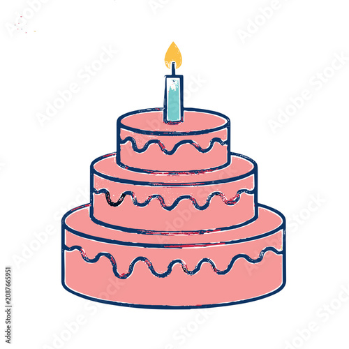 Three Tier Birthday Cake with Candle
