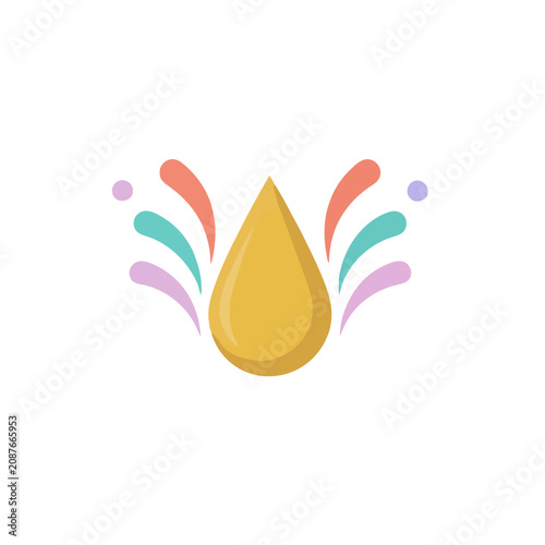 Yellow drop with colorful splashes
