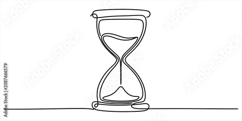 Konstfotografi Continuous single line drawing of an hourglass showing the passing of time and u
