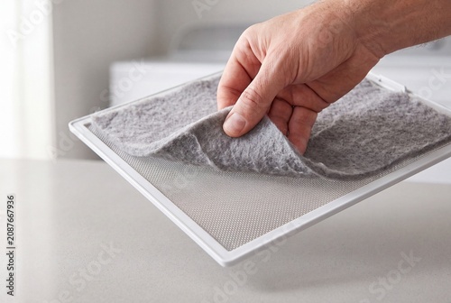 Person Removing Lint from Clothes Dryer Filter Screen