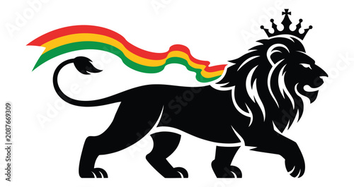 Lion of Haile Selassie Vector Icon with Crowned Lion Symbol for Historical, Cultural, and Heritage Inspired Graphic Design