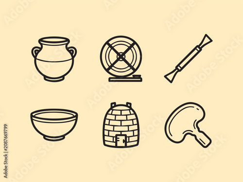 Ancient Artifacts And Musical Instruments Icons