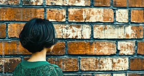 Person view brick wall texture surface detail