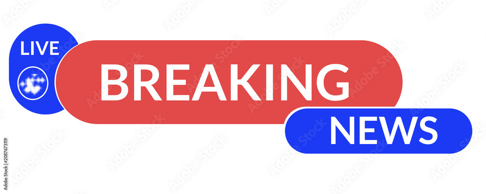Fototapeta premium Red and Blue Live Breaking News Banner on Transparent Background