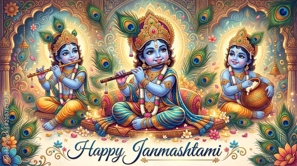 Fototapeta premium Happy Janmashtmi to all of you