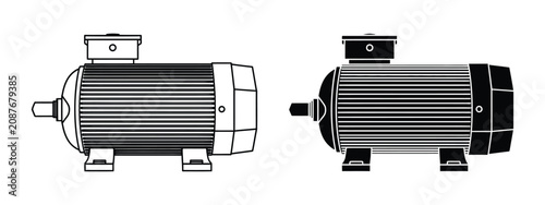 Motor Icons for Graphic and Web Design with Editable Vector Symbols for Engineering, Machinery, and Industrial Applications