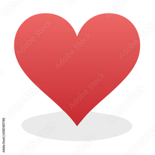 Red heart icon with shadow on white background