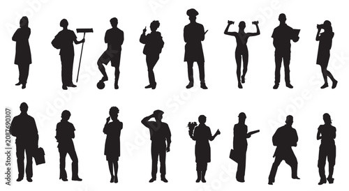 different occupation  people silhouettes