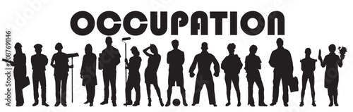 vector illustration of a silhouette of Professional occupation character set 