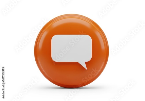 Orange speech bubble icon with empty message space for chat or comment