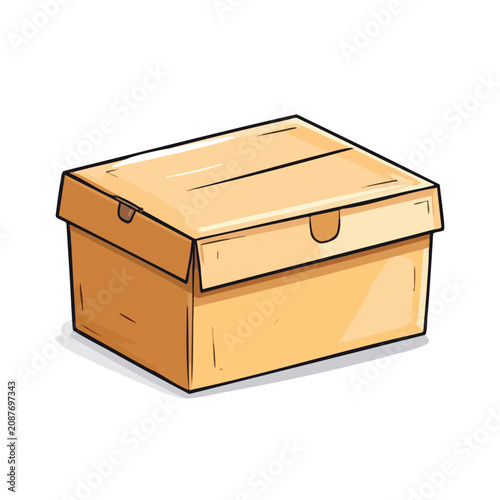 A hand drawn illustration of a closed brown cardboard delivery box.