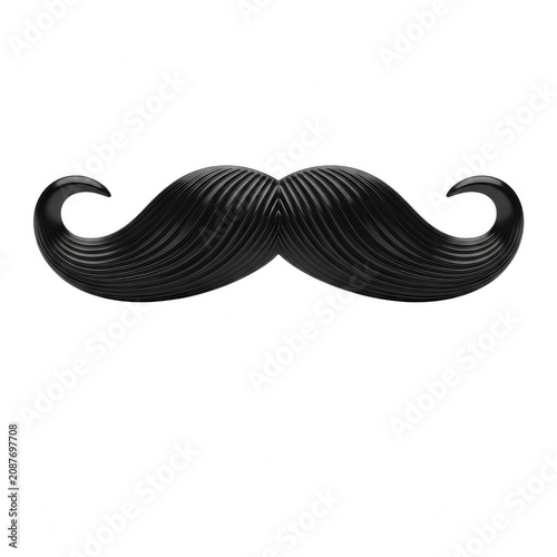 Black handlebar mustache icon for men fashion and style isolated on transparent background