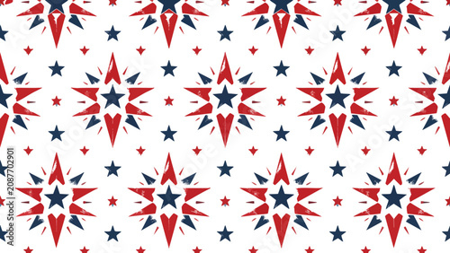 Vintage 4th of July Americana Pattern Pack featuring a star-spangled vintage americana seamless pattern with red