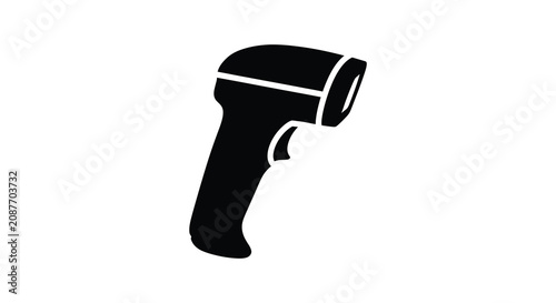 Foto Barcode scanner in black silhouette against a white background silhouette reader