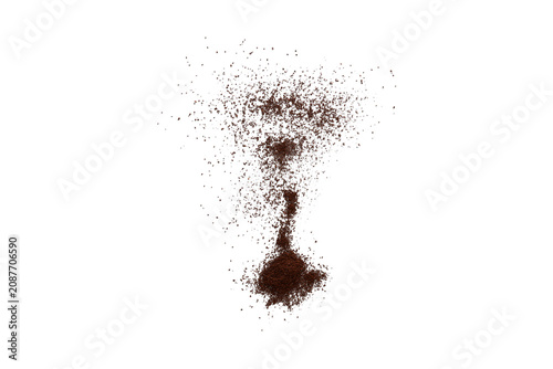 Konstfotografi Pile of dry ground coffee powder isolated on white background with espresso caff