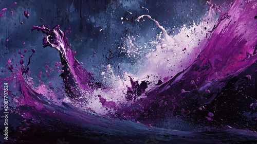 Dynamic Purple Liquid Splash Abstract Wave