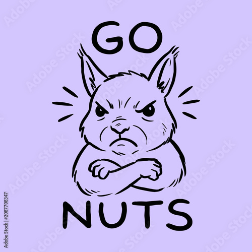 Quadro su tela Angry Bunny Holding Crossed Paws.