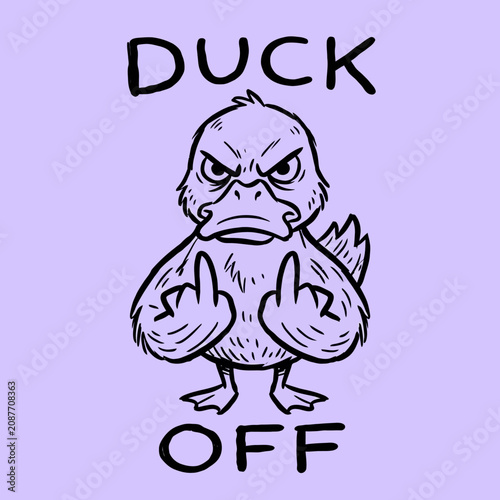 Fotografie Angry Duck Giving Middle Finger.