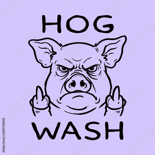 Cuadro en lienzo Angry Pig Face Giving the Finger.