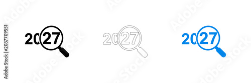 2027 year magnifying glass logo vector icons
