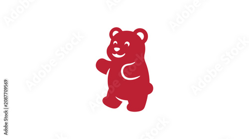 Cuadro en lienzo Red gummy bear gelatin candy icon.