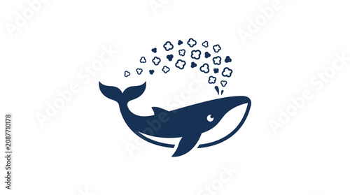 Foto Stylized blue whale spouting popcorn illustration