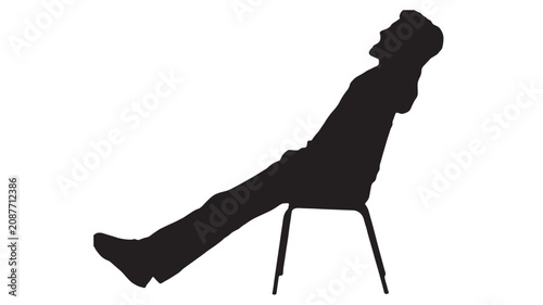 Man Sitting Silhouette Looking Up Vector. Business vision concept icon for startup presentations and strategic planning UI.