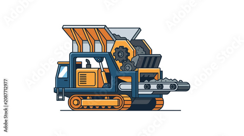 Fotografía Mobile Rock Crusher Vector Illustration