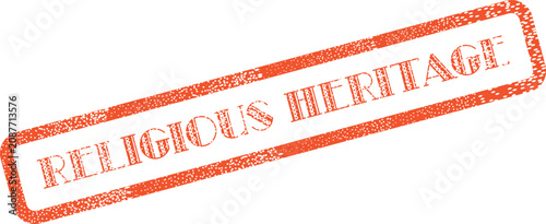 Canvas Print A strong red distressed imprint reading Religious Heritage represents historical