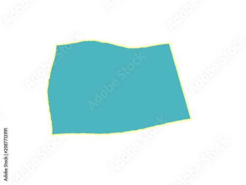 Foto A teal colored irregular quadrilateral shape with a bright yellow thin border