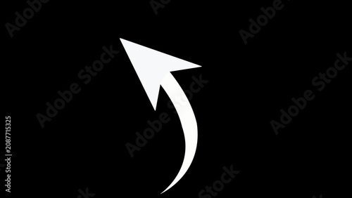 Tableau sur toile A single white arrow with a curved tail, pointing upwards and to the right, isol