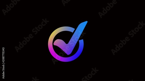 Fotografie A vibrant gradient checkmark symbol enclosed within a circular ring with a color