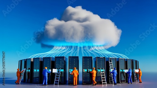Cloud computing network with data servers representing secure digital infrastructure
