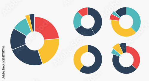 Bild auf Leinwand Minimal Flat Design Pie Chart Infographic Set