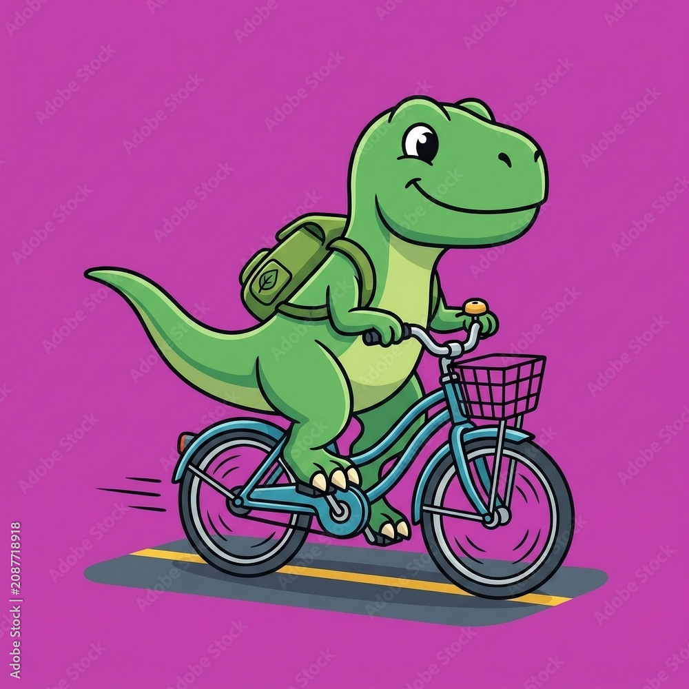 Naklejka premium Dinosaur riding a bicycle