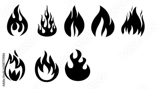 Bild auf Leinwand Icone de flammes vectorielles sur fond transparnt