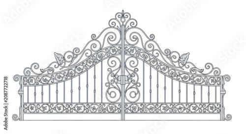 Bild auf Leinwand Ornate Wrought Iron Gate Vector Illustration