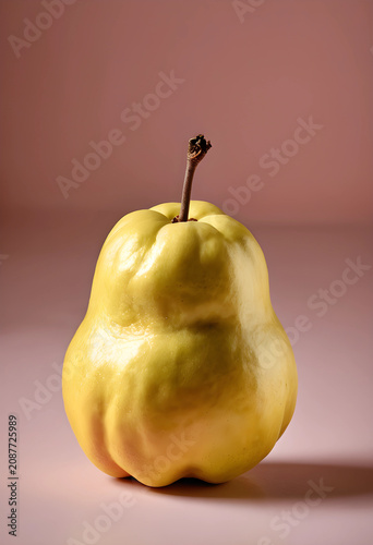 Fresh whole quince on pink ...