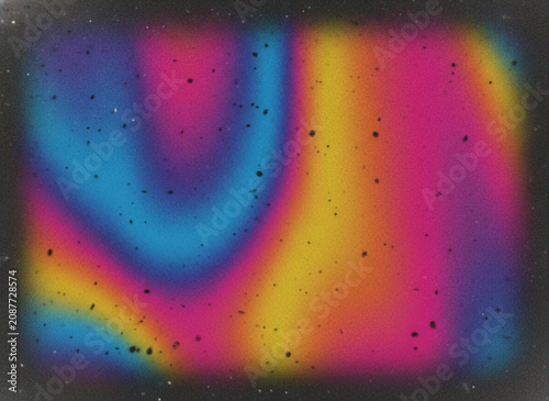 Grain photocopy texture overlay effect vintage retro effect grunge paper texture grunge wall texture a dark, grainy, textured background, featuring a vibrant, holographic, rainbow-colored liquid light