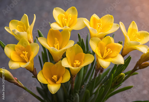Fresh yellow freesia flower...