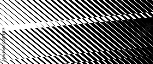 Obraz na plátně Abstract black and white diagonal lines geometric background, monochrome halfton