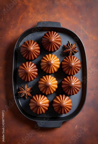 Top view of caneles with st...