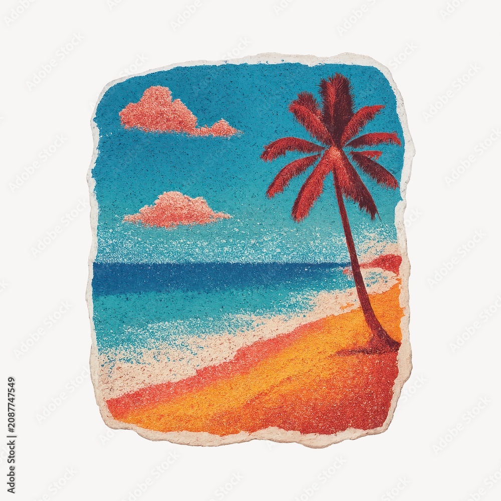 Fototapeta premium Tropical beach vintage illustration